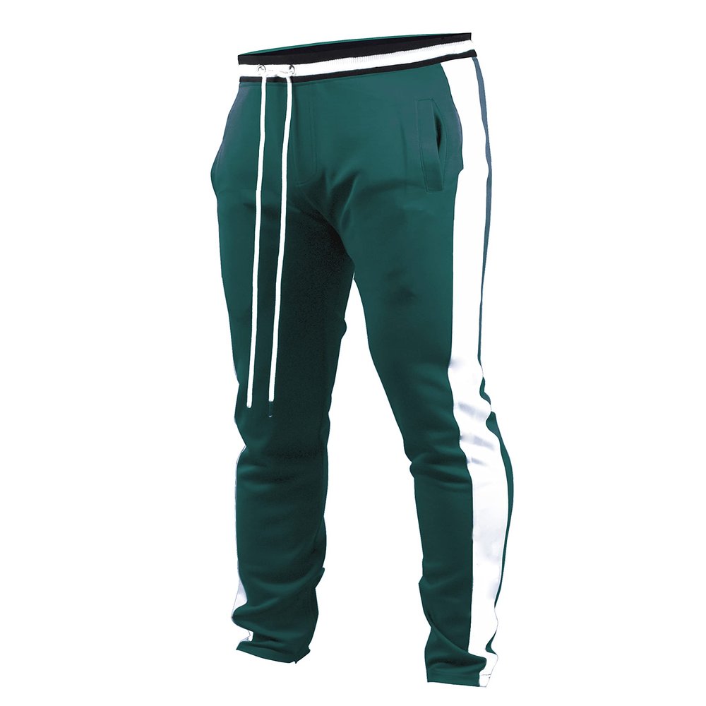 SCREENSHOT Men's Athletic Fitness Slim Fit Workout Track Pants BASIC S41700-Green/White-Small