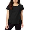 Maison Jules Womens Ruffled Crew Neck T-Shirt Black XS view 1