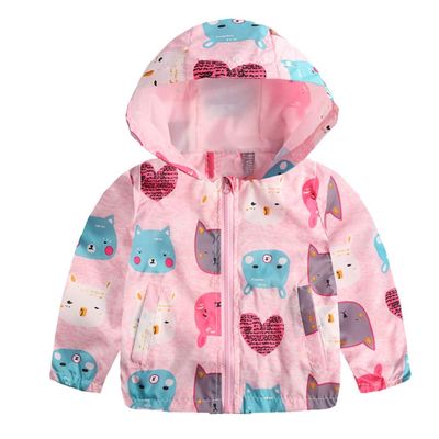 Baby Toddler Girls Boys Autumn Winter Clothes Windbreaker Hoodie Coat 2-6 Years Old,Kids Cartoon Print Top Jacket (18-24 Months, Pink)