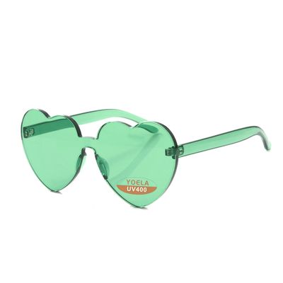Yoela OLIN Heart Thick Oversized Rimless Sunglasses One Piece Heart Shape Eyewear Colored Sunglasses for Women