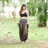 Lannaclothesdesign Women's Smocked Waist Boho Flowy Yoga Harem Pants Hippie Clothes (M, Brown) view 3