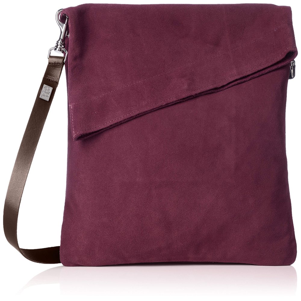 Owenbury Z Top Large Suede, Messenger Bag, Aubergin