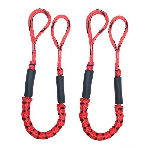 Bling Bling Mooring Rope Bungee Dock Ties Line 3.5 Red&Black Spot 2 Pack