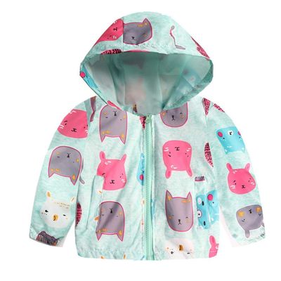 Baby Toddler Girls Boys Autumn Winter Clothes Windbreaker Hoodie Coat 2-6 Years Old,Kids Cartoon Print Top Jacket (5-6 Years Old, Mint Green)