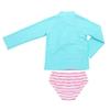 Agoky Baby Toddler Girls 3D Flower Flamingo Printed Long Sleeves Swimsuit Rush Guard Beach Wear Lake Blue&Pink 18-24 Months view 4