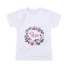 Agoky Toddler Boys Girls Short Sleeves Round Neck Floral Watercolor Letter Printed T-Shirt White Three 2-4 view 1