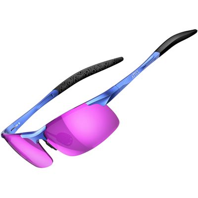 ATTCL Polarized Sunglasses for Men Sports: UV Protection Anti Glare Wrap Around Lightweight Metal Sun Glasses Driving Fishing Golf Running 8177 Blue-purple