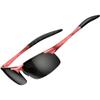 ATTCL Polarized Sunglasses for Men Sports: UV Protection Anti Glare Wrap Around Lightweight Metal Sun Glasses Driving Fishing Golf Running 8177 Red-black view 1
