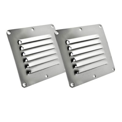 MARINE CITY Rectangle Stamped Louvered Vent Durable 304 Stainless Steel, Mirror Finish, Easy to Install, 5 x 4-1/2 Inches, Ideal for Boats, Yachts, Ships & Caravans (Pack of 2)