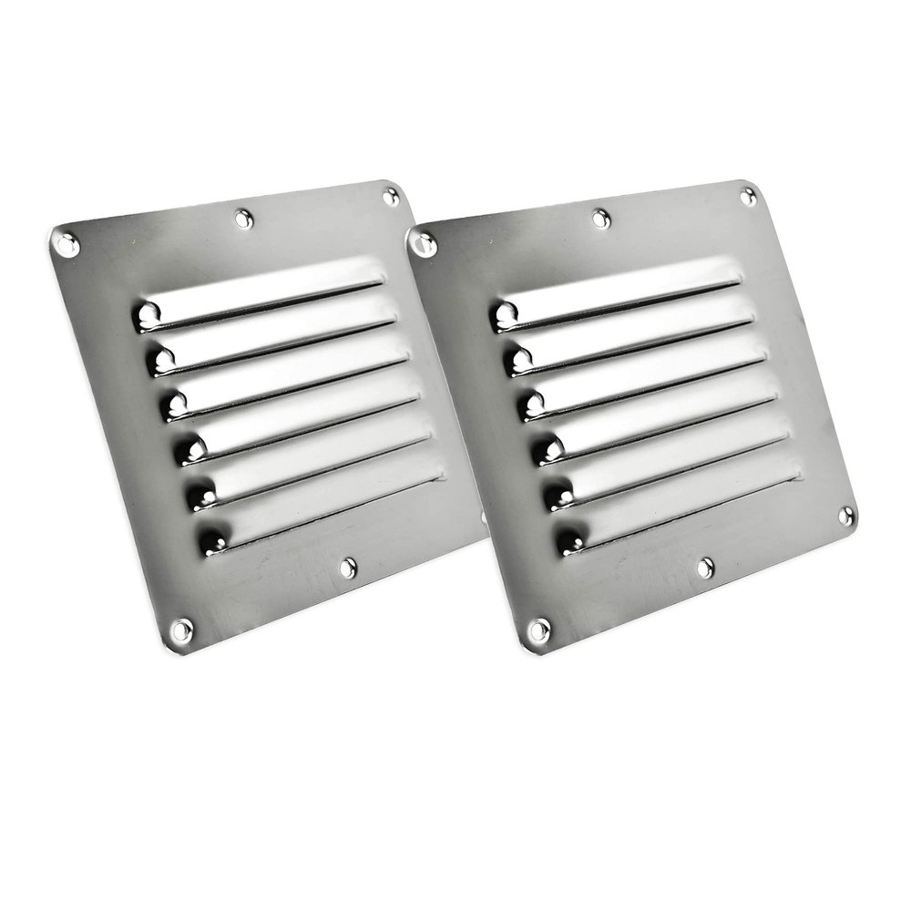 MARINE CITY Rectangle Stamped Louvered Vent Durable 304 Stainless Steel, Mirror Finish, Easy to Install, 5 x 4-1/2 Inches, Ideal for Boats, Yachts, Ships & Caravans (Pack of 2)