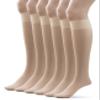 Silky Toes Sheer Knee High Stockings for Women, 6 Pairs Nylon Trouser Socks, Nude, Queen view 1