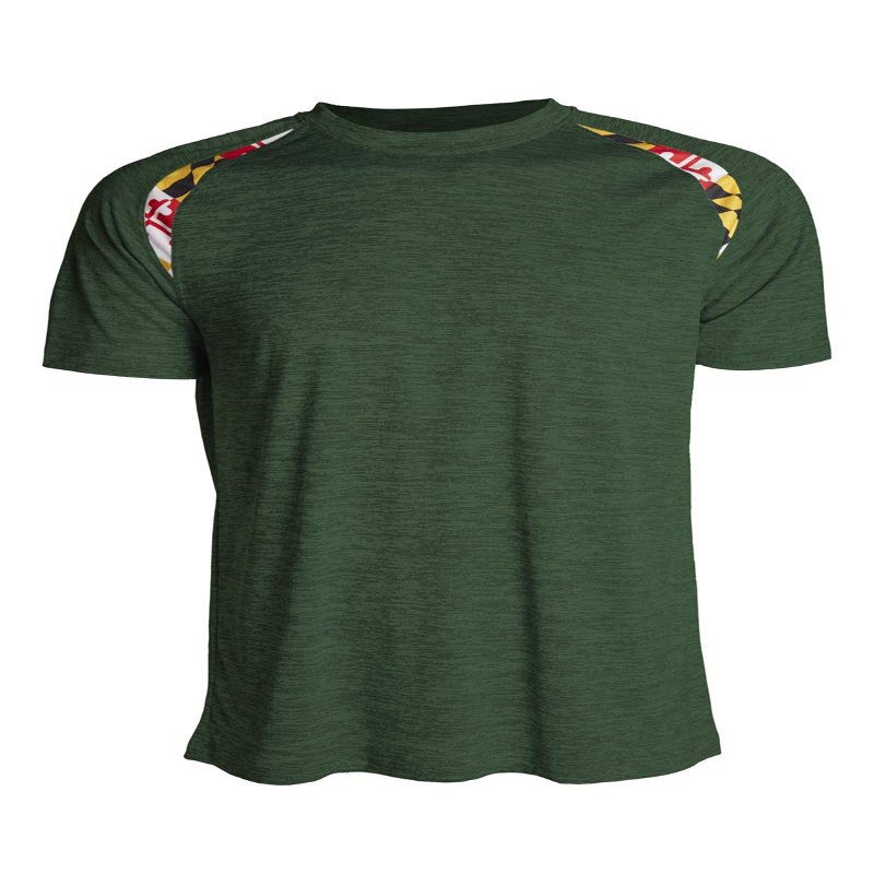 Covalent Activewear Maryland State Souvenir Short Sleeve Gift T-Shirt with Maryland Flag Shoulder Inserts