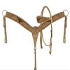 Showman Tooled Leather Headstall & Breast Collar w/Cut Out Steer Heads & Cowhide view 2