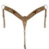 Showman Tooled Leather Headstall & Breast Collar w/Cut Out Steer Heads & Cowhide view 3