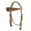 Showman Tooled Leather Headstall & Breast Collar w/Cut Out Steer Heads & Cowhide view 4