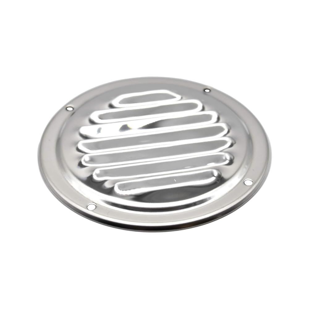 MARINE CITY Round Louvered Vent, 304 Grade Stainless Steel, 5 Inches, Durable and Weather-Resistant, for Roofing, Soffit Vents, Yachts, Caravan (Pack of 1)