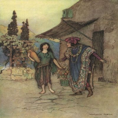 Posterazzi Works of Geoffrey Chaucer 1912 Griselda & the Duke Poster Print by Warwick Goble, (24 x 36)