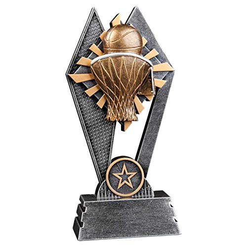 Express Medals 7 inch Sun Ray Resin Basketball Trophy Award with Engraved Personalized Plate SR102 (5-Pack)