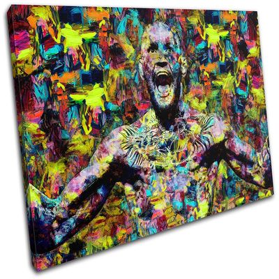 Bold Bloc Design - Conor McGregor UFC MMA Abstract Sports 135x90cm Single Canvas Art Print Box Framed Picture Wall Hanging - Hand Made in The UK - Framed and Ready to Hang RC-8755(00B)-SG32-LO-F
