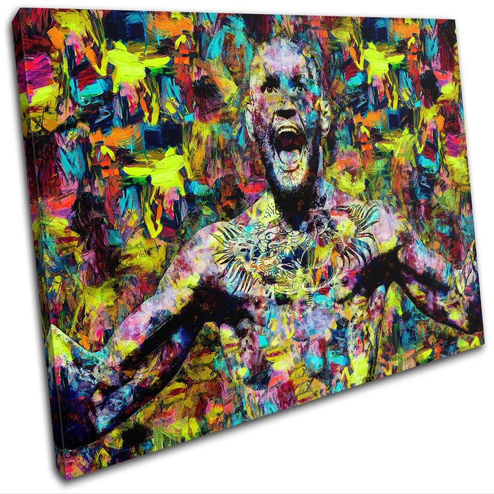 Bold Bloc Design - Conor McGregor UFC MMA Abstract Sports 135x90cm Single Canvas Art Print Box Framed Picture Wall Hanging - Hand Made in The UK - Framed and Ready to Hang RC-8755(00B)-SG32-LO-F