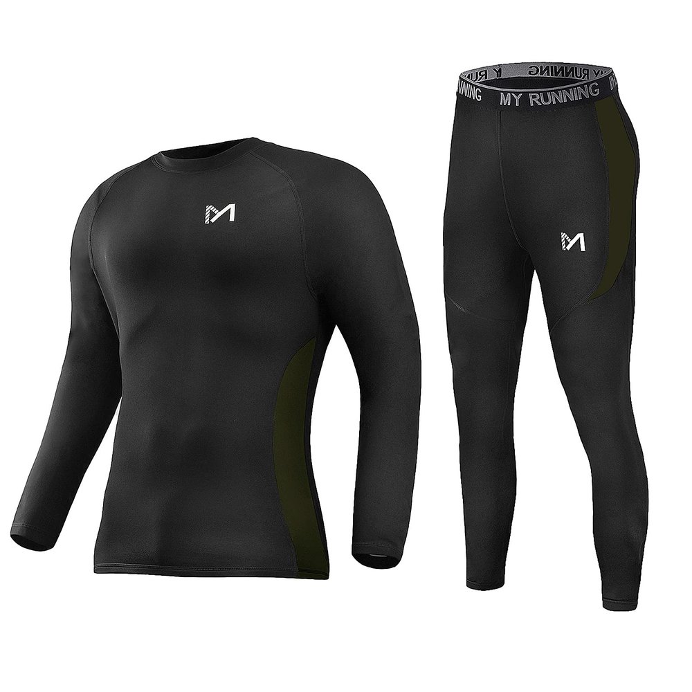 MEETYOO mens Sport Long Johns Base Layer Set, Black, XX-Large US