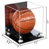 Better Display Cases Basketball Holder Clear Full Size Acrylic Display Case with White Risers ,Mirror case,Black Two Tiered Base 11" L x 11" W x 11" H (A001-WR) view 2