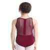 Freebily Kids Girls Basic Dance Clothing Wide Straps Criss Cross Back Gymnastics Leotard Unitard Yoga Bodysuit Tracksuit Back Zipper Burgundy 4 Years view 4