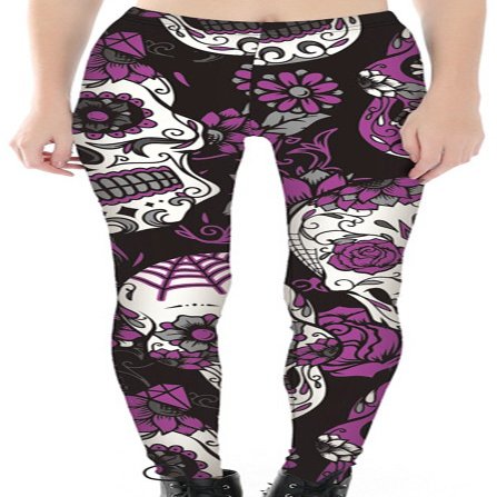 Sister Amy Women's Digital Skull Printted Ankle Elastic Tights Legging Green Alien in Black US XXXL