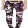 Sister Amy Women's Digital Skull Printted Ankle Elastic Tights Legging Green Alien in Black US XXXL view 1