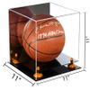 Better Display Cases Basketball Holder Clear Full Size Acrylic Display Case with Orange Risers ,Mirror case, Black Two Tiered Base 11" L x 11" W x 11" H (A001-OR) view 2