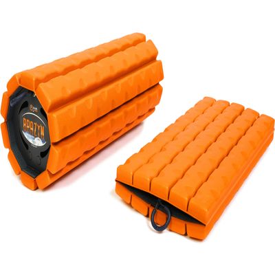 Brazyn Morph Foam Roller (Bravo-Orange): Collapsible Travel Foam Roller for Back Pain Relief, Workout Muscle Recovery, Back Massager, Deep Tissue Leg Massage, Back Cracker, Stretcher; Small, Portable