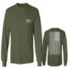 0092. White Vintage American Flag United States America USA us Military Patriotic Men's Long Sleeve t Shirt (Olive, Small) view 1