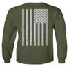 0092. White Vintage American Flag United States America USA us Military Patriotic Men's Long Sleeve t Shirt (Olive, Small) view 3