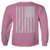0092. White Vintage American Flag United States America USA us Military Patriotic Men's Long Sleeve t Shirt (Pink Small) view 3