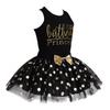 ACSUSS Toddler Girls Princess 2PCS Birthday Party Outfits Racer Back Vest with Sequins Polka Dots Tutu Skirt Set Black 3-4 view 2