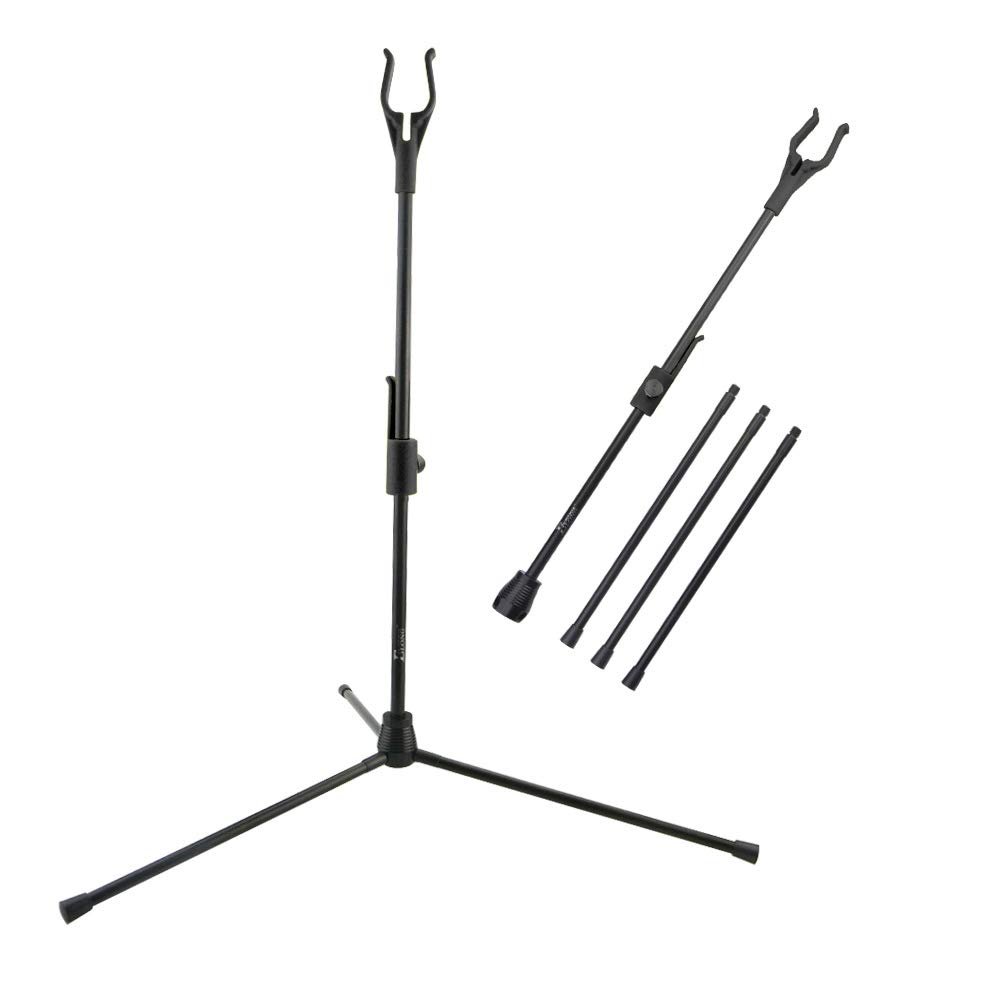 Archery Bow Stand Recurve Bows Holder Support Removable Rack Shooting Outdoor (Black)