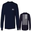 0092. White Vintage American Flag United States America USA us Military Patriotic Men's Long Sleeve t Shirt (Characol, 2X Large) view 1