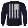 0092. White Vintage American Flag United States America USA us Military Patriotic Men's Long Sleeve t Shirt (Characol, 2X Large) view 3
