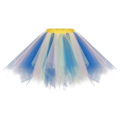 Big Girls Tutu Skirts Layered Tulle Princess Dresses Sparkle Halloween Tutu Blue Champagne