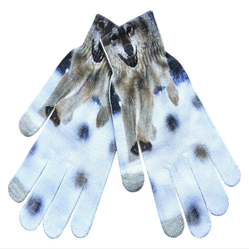 BaiX Women's and Men's 3D Prints Winter Knitted Touchscreen Gloves Wolf