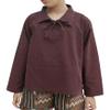 Svenine Childrens Poets Collar Tied Chest Long Sleeve Cotton Renaissance Shirt, 8-10 Years, Stamped Fabric - Dark Brown view 1