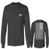 0092. White Vintage American Flag United States America USA us Military Patriotic Men's Long Sleeve t Shirt (Characol, 2X Large) view 1