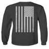 0092. White Vintage American Flag United States America USA us Military Patriotic Men's Long Sleeve t Shirt (Characol, 2X Large) view 3