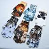 BaiX Women's and Men's 3D Prints Winter Knitted Touchscreen Gloves Brown Tiger view 2