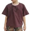 Svenine Childrens Round Collar Tied Chest Short Sleeve Cotton Renaissance Shirt, 8-10 Years, Stamped Fabric - Dark Brown view 1