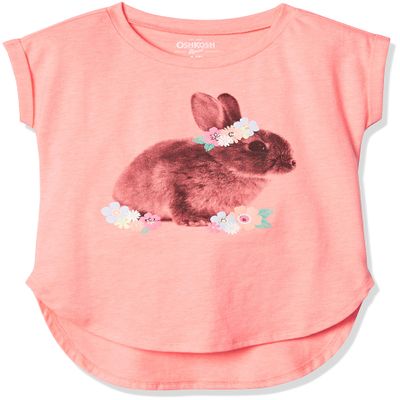OshKosh B'Gosh Girls' Little Short-Sleeve Tunic, Orange Bunny, 4-5