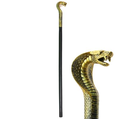 Gold King Cobra Pimp Cane - Egyptian Style Staff Scepter Emperor Prop