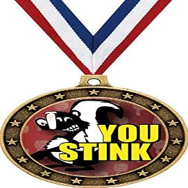 Gold Last Place You Stink Medals - 2.5" You Stink Skunk Loser Award Medal 100 Pack Prime