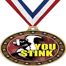 Gold Last Place You Stink Medals - 2.5" You Stink Skunk Loser Award Medal 100 Pack Prime