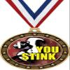 Gold Last Place You Stink Medals - 2.5" You Stink Skunk Loser Award Medal 100 Pack Prime view 1